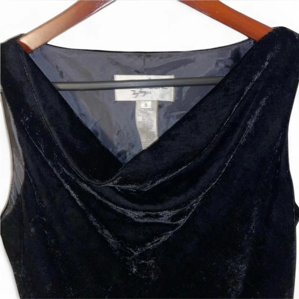 Vintage Evan Picone Black Velvet Cowl Neck Floral Midi Dress - Picture 5 of 7